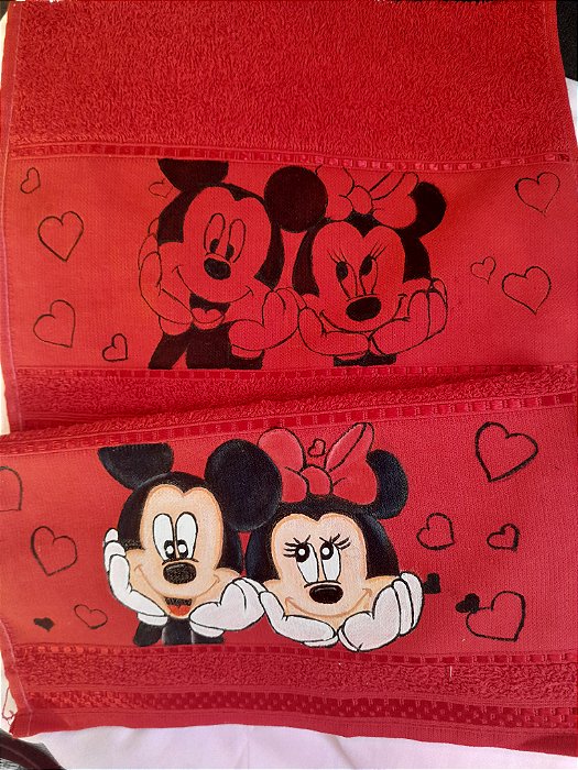 Toalhinha vermelha Minnie Mickey