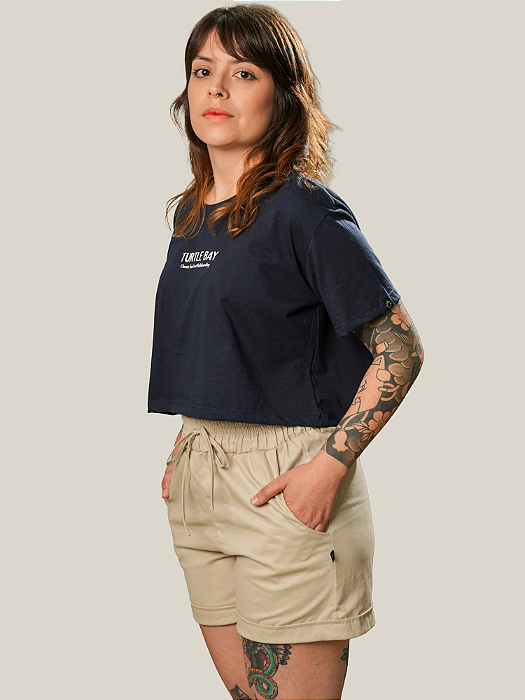 Cropped Turtle Original Marinho