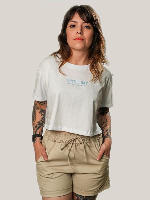Cropped Turtle Original White/Blue