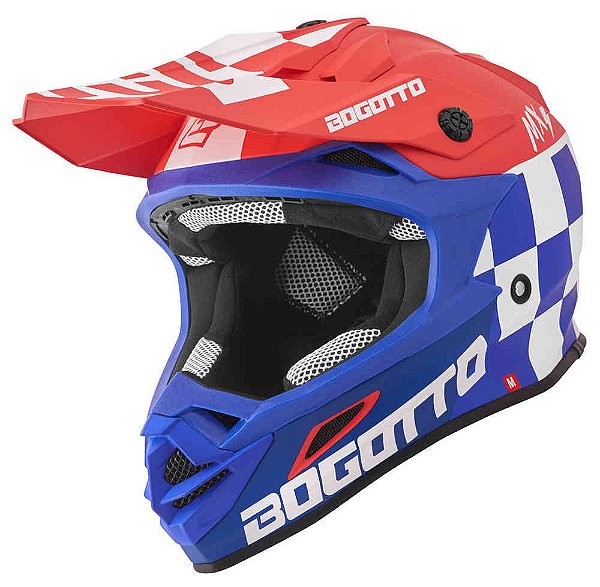 Capacete Bogotto V328 Xadrez Carbon Azul