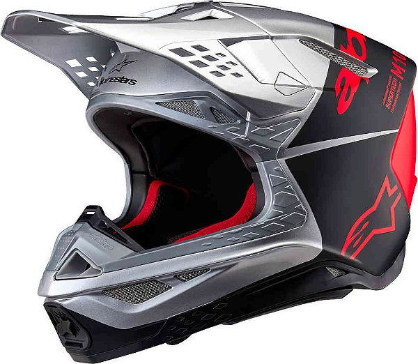 Capacete de Motocross Alpinestars Supertech S-M10 Flood 2024 - Cinza