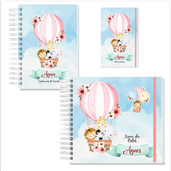 Kit Livro + Caderneta + Porta Documentos Safari Menina