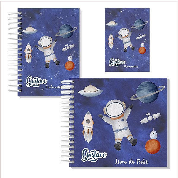 Kit Livro + Caderneta + Porta Documentos Astronauta III