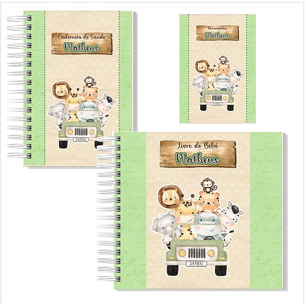 Kit Livro + Caderneta + Porta Documentos Safari Menino II