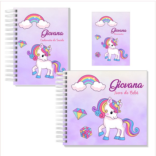 Kit Livro + Caderneta + Porta Documentos Unicórnio II