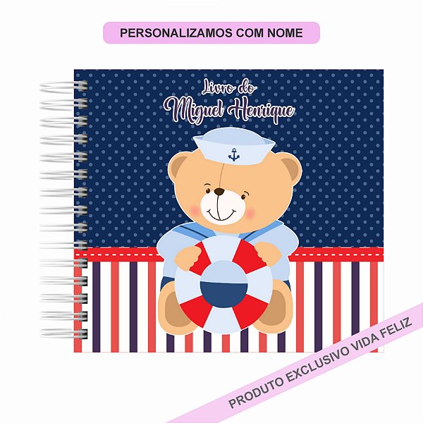 Livro do Bebê Urso Marinheiro Marinho e Vermelho