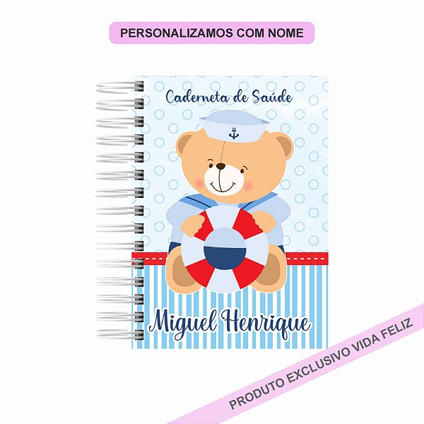 Caderneta de Saúde/Vacinação Urso Marinheiro Azul Claro