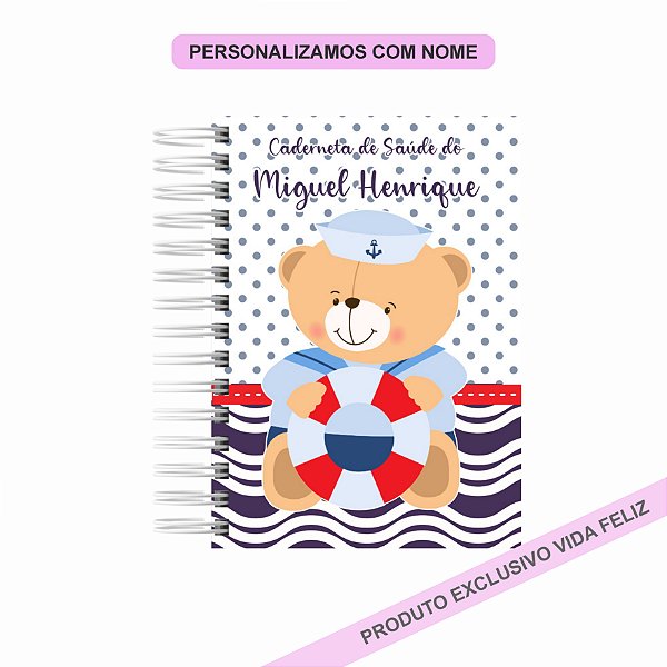 Caderneta de Saúde/Vacinação Urso Marinheiro Onda