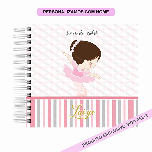 Livro do Bebê Bailarina Cinza e Rosa