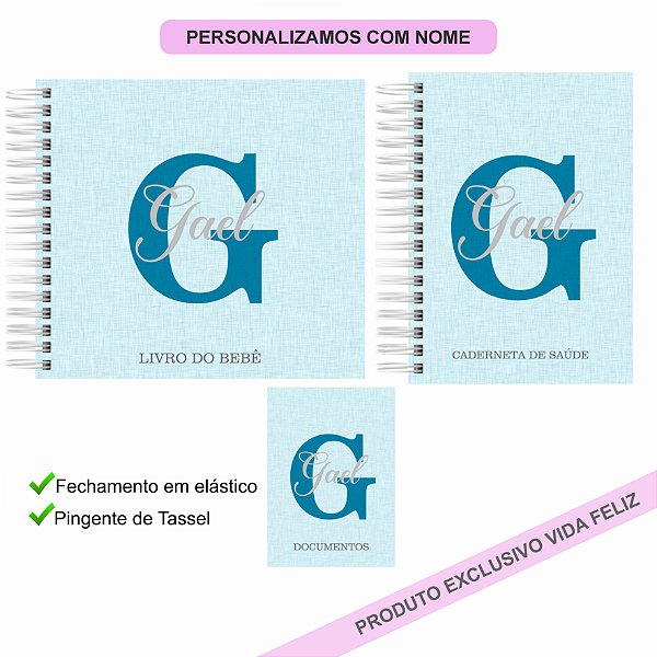 Kit Livro + Caderneta + Porta Documentos Minimalista Azul