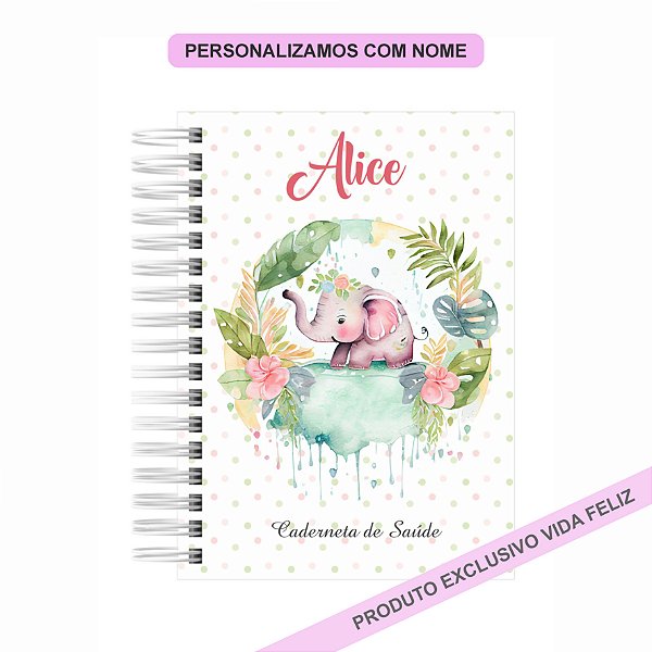 Caderneta de Saúde/Vacinação Elefantinho Menina