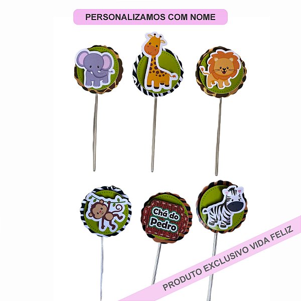 Topper Safari Personalizado para Docinhos e Cupcake (50 unidades)
