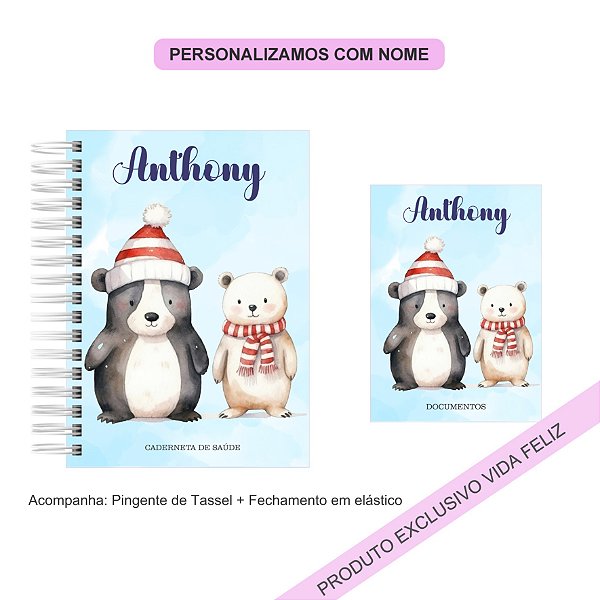 Porta Documentos + Caderneta de Saúde Urso Polar