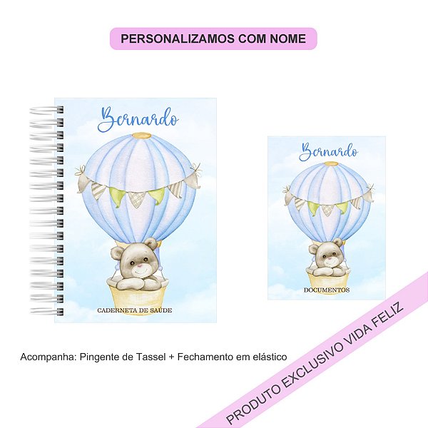 Porta Documentos + Caderneta de Saúde Ursinho Balão de Ar