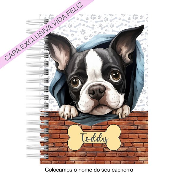 Caderneta Pet Cachorro Boston Terrier