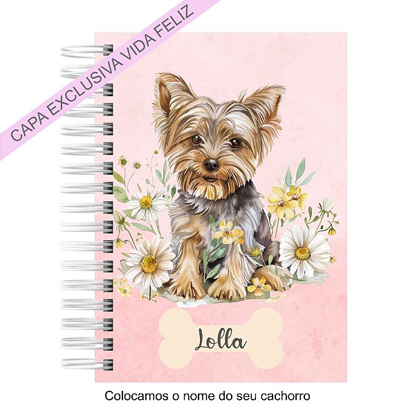 Caderneta Pet Cachorro Fêmea Floral Yorkshire