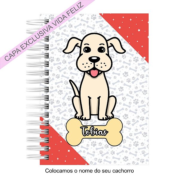Caderneta Pet Cachorro SRD Beje Grande