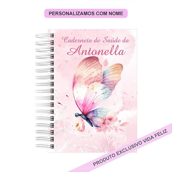 Caderneta de Saúde/Vacinação Borboleta Rosa Textura