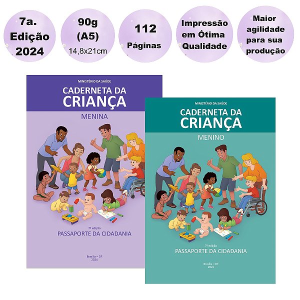Kit 10 Unidades Miolo Impresso Caderneta da Criança 7a Edição - 2024