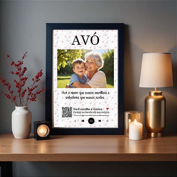 Quadro Interativo Personalizado Avó com Neto com Foto YouTube