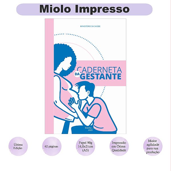 KIt 10 Unidades Miolo Caderneta da Gestante 2023/2024 Clean