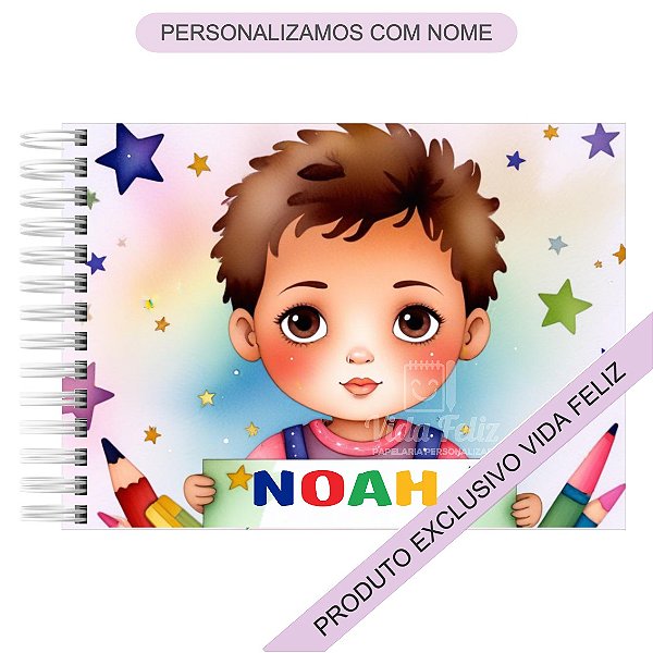 Caderno de Desenho Menininho Personalizado