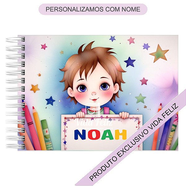 Caderno de Desenho Menininho Personalizado