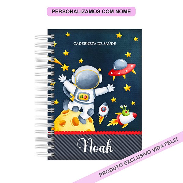 Caderneta de Saúde/Vacinação Astronauta Azul Menino
