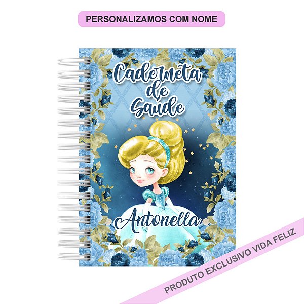 Caderneta de Saúde/Vacinação Cinderella Azul Marinho