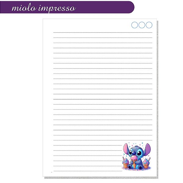Miolo Impresso Caderno Stitch A5 - 100 folhas