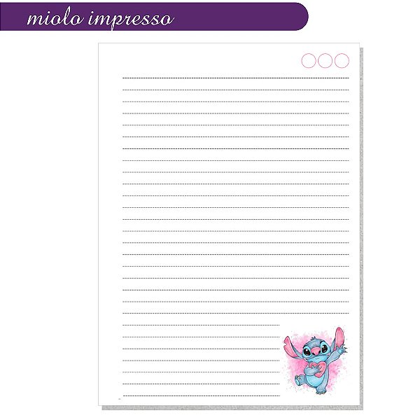 Miolo Impresso Caderno Stitch A5 - 100 folhas