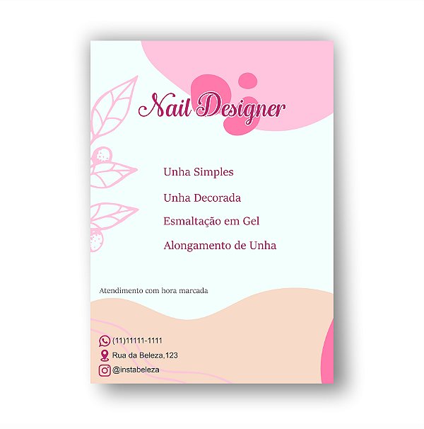 Panfleto Personalizado Nail Designer - Impressão Frente