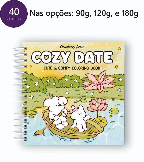 Livro para Colorir Quadrado -  Cozy Date 40 desenhos