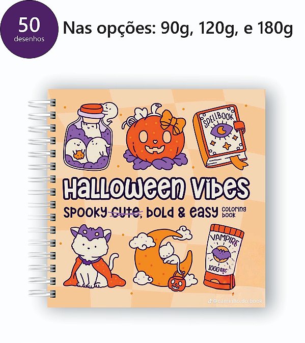 Livro para Colorir Quadrado - Halloween 50 desenhos