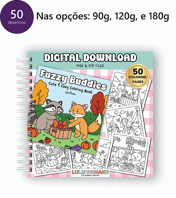 Livro para Colorir Quadrado - 50 desenhos