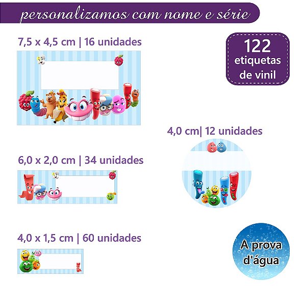 Kit 122 Etiquetas Escolares Personalizadas Fini