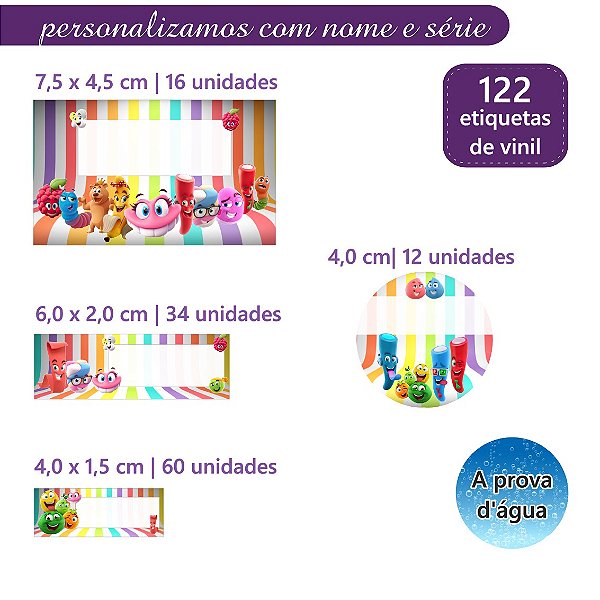 Kit 122 Etiquetas Escolares Personalizadas Fini