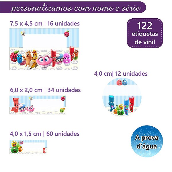 Kit 122 Etiquetas Escolares Personalizadas Fini