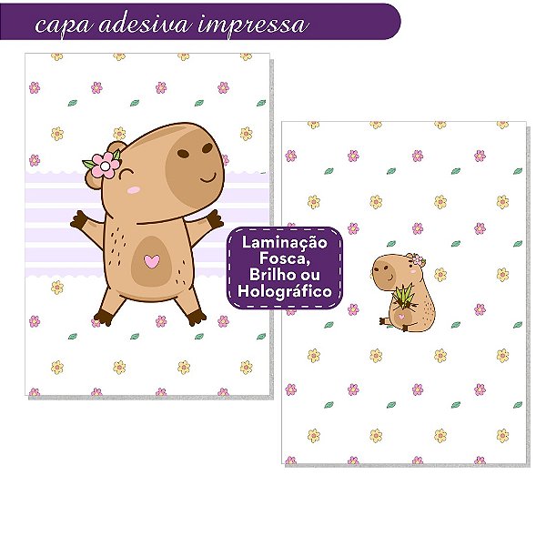 Capa Adesiva Impressa e Laminada Capivara Cute A5