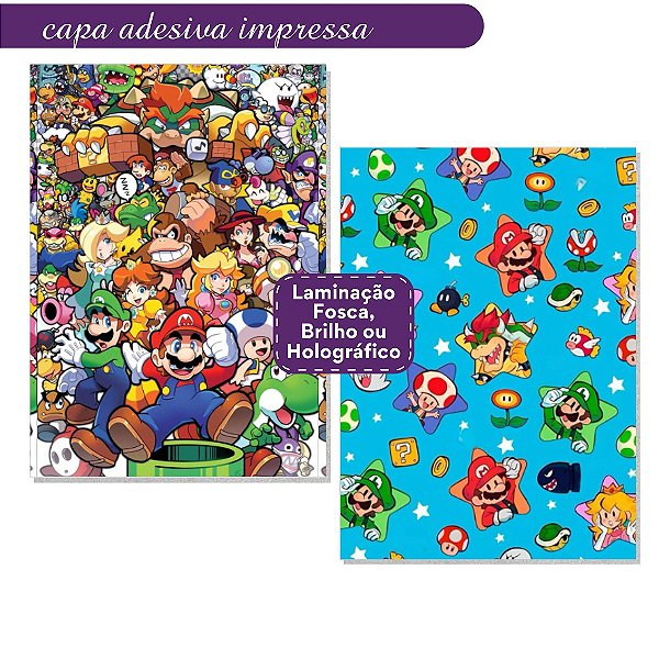 Capa Adesiva Impressa e Laminada Super Mario A5