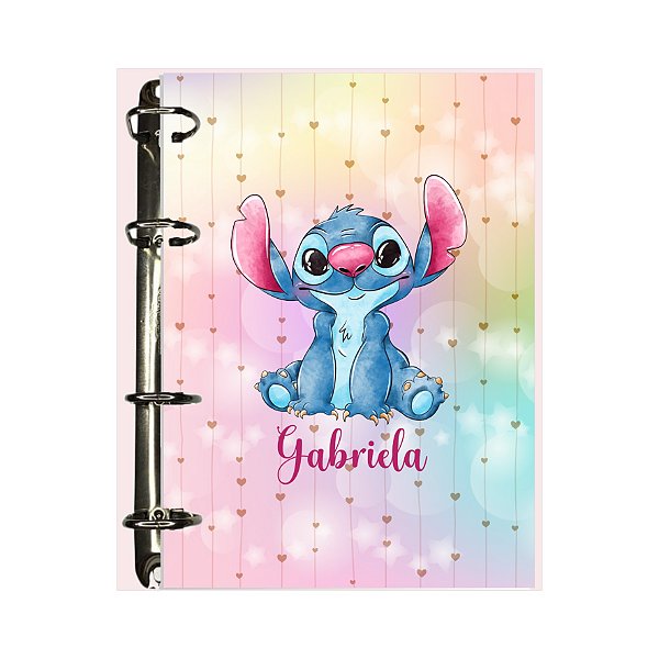 Fichário Personalizado Stitch Coração Dourado