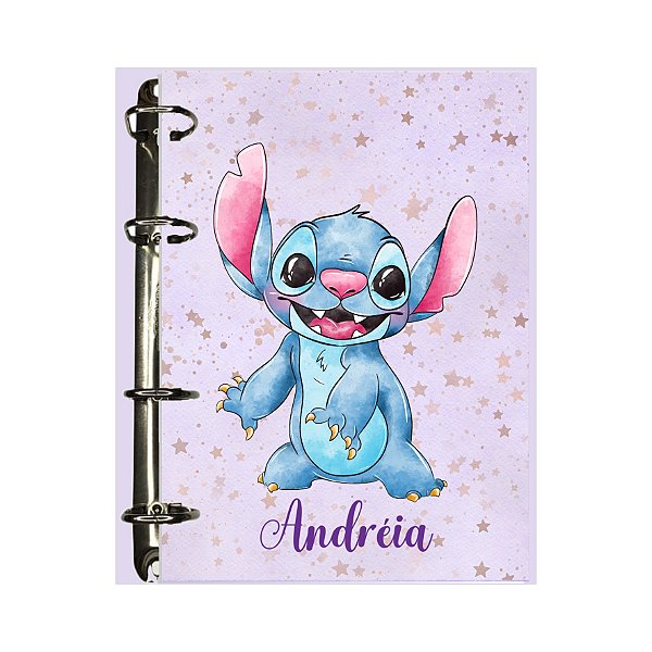 Fichário Personalizado Stitch Estrelas Lilás