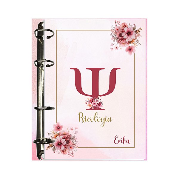 Fichário Personalizado Profissões Vinhoe Rosa Floral