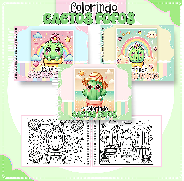 Livro de Colorir Cactos Fofos