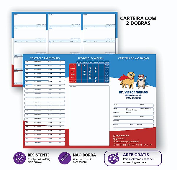 Carteira de Vacinação Veterinário Personalizada Essencial