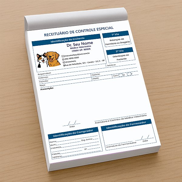 Receituário de Controle Especial Veterinário Personalizado