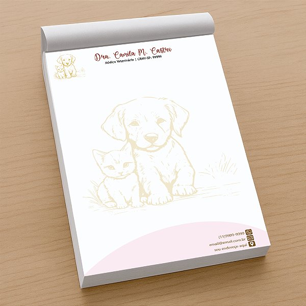 Receituário Veterinário Rose Golden Personalizado