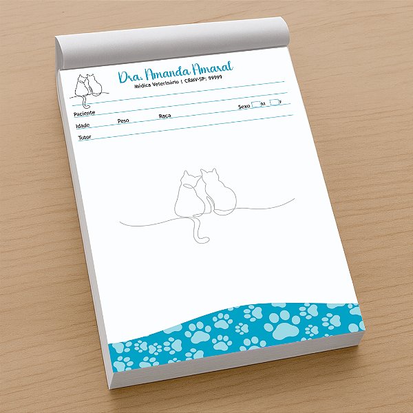 Receituário Veterinário Barrado Tiffany Patinhas Personalizado