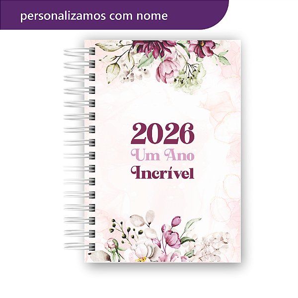 Agenda 2026 Floral Rosa Personalizada