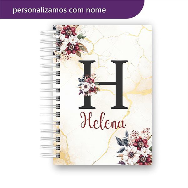 Agenda 2026 Alfabeto Flores Vermelhas Personalizada